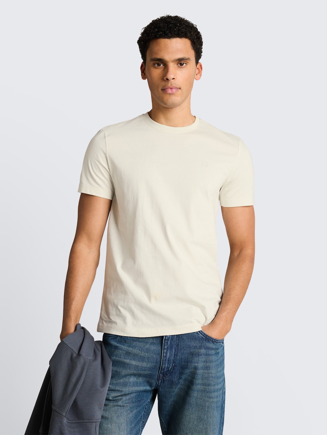 Thumbnail - TOM TAILOR DENIM Herren Slim Fit T-Shirt aus Baumwolle, weiß, Uni, Gr. XS