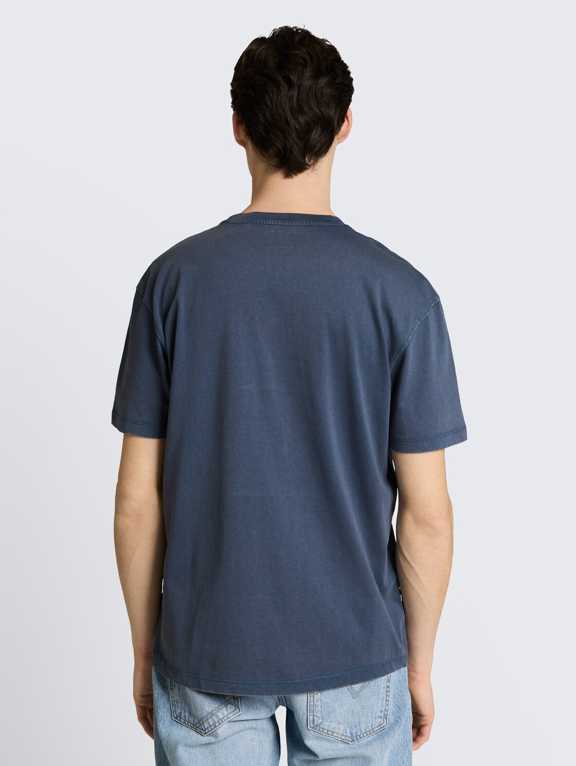 Thumbnail - TOM TAILOR DENIM Herren Relaxed Fit T-Shirt aus Baumwolle, blau, Uni, Gr. M