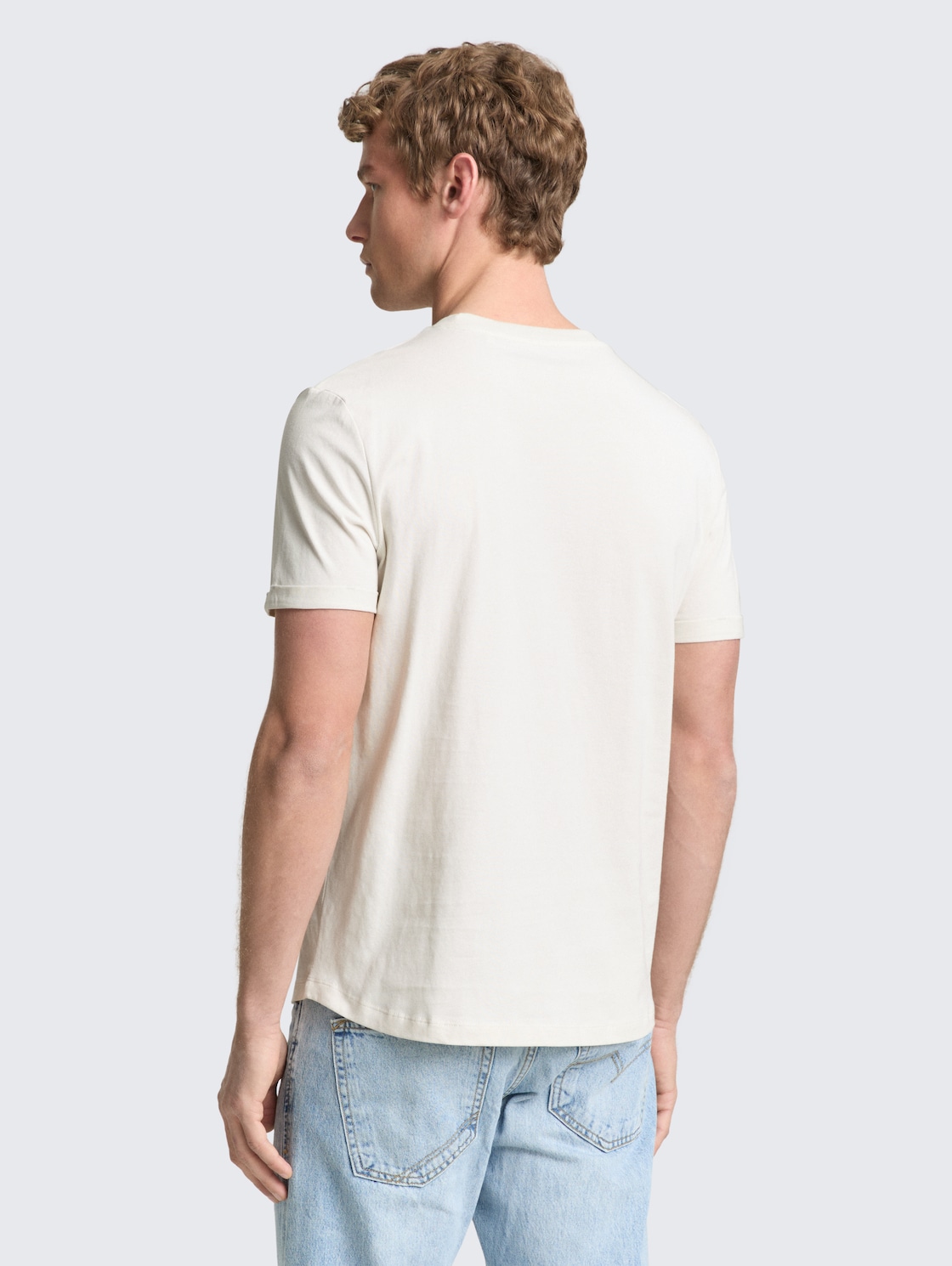 Thumbnail - TOM TAILOR DENIM Herren T-Shirt aus Baumwolle, weiß, Uni, Gr. XS