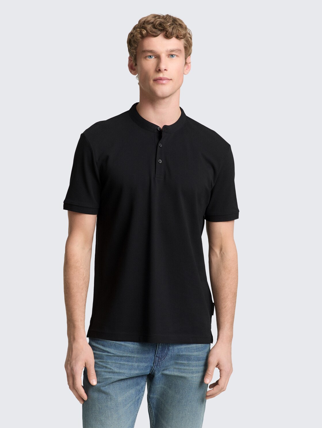 Thumbnail - TOM TAILOR DENIM Herren Piqué Poloshirt mit Stehkragen, bunt, Uni, Gr. L