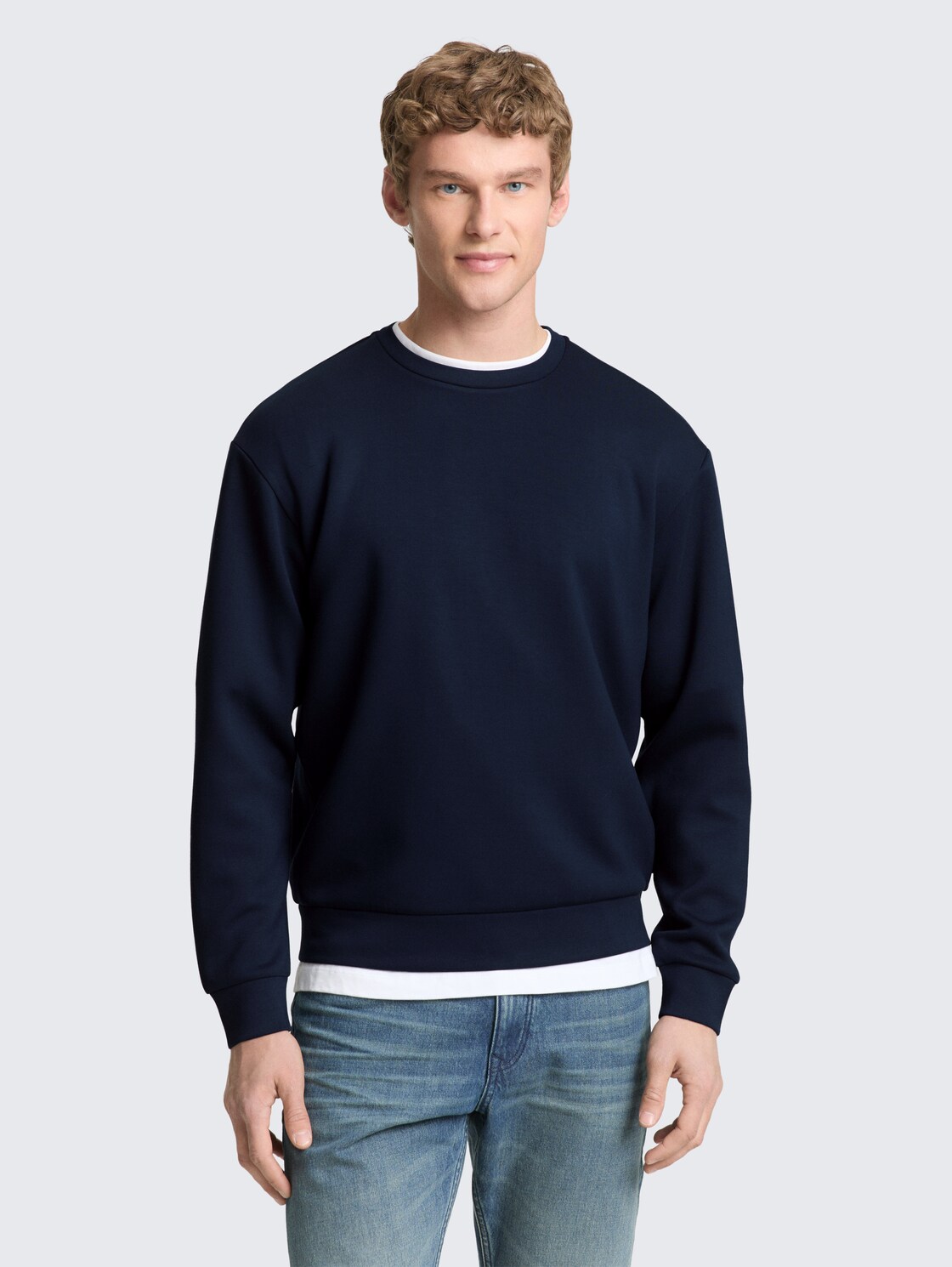 Thumbnail - TOM TAILOR DENIM Herren Basic Scuba Sweatshirt, blau, Uni, Gr. XS