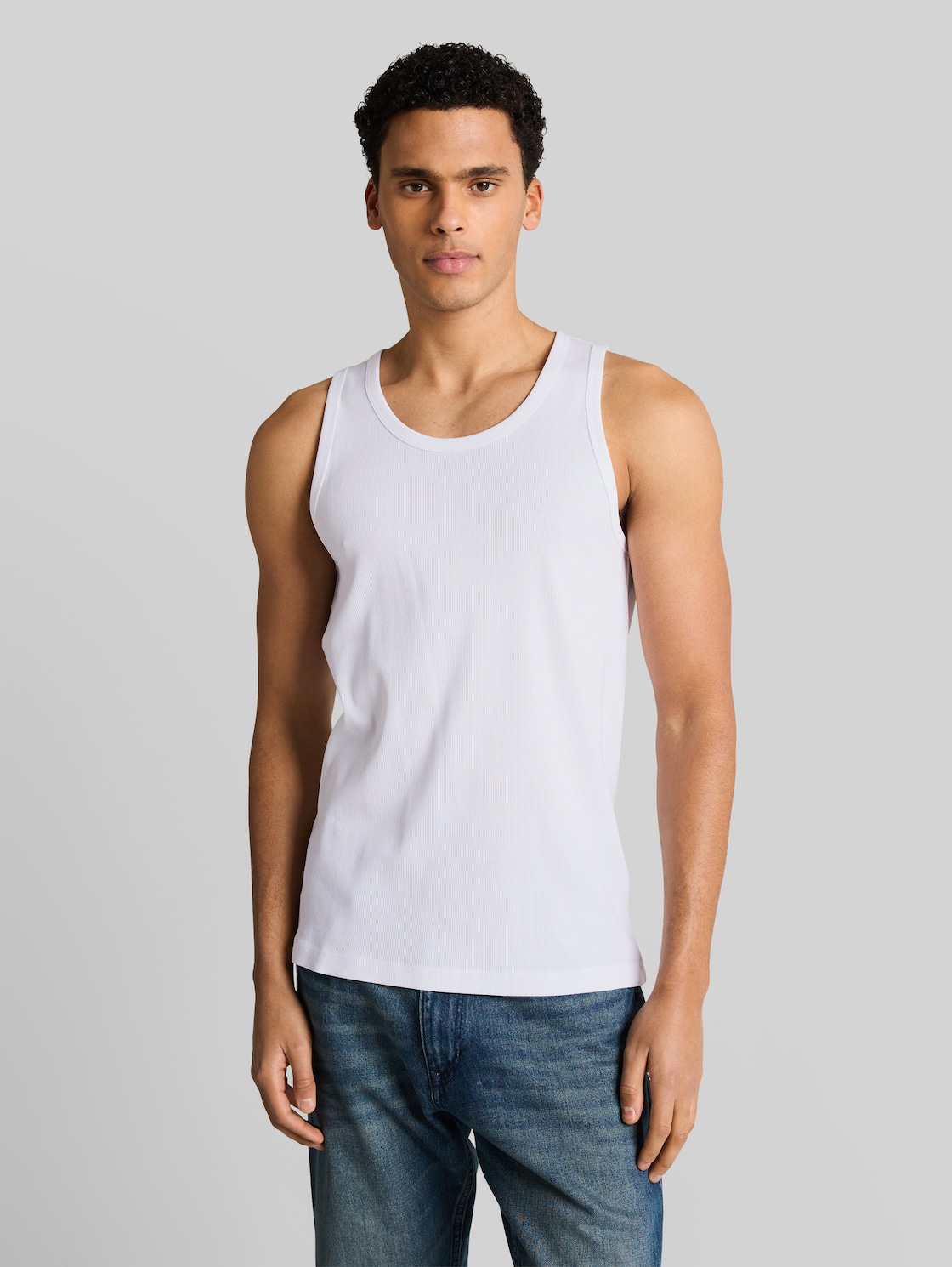  Tom Tailor Denim Herren Basic Ripp Tanktop, Weiß, Uni, Gr. Xxl 