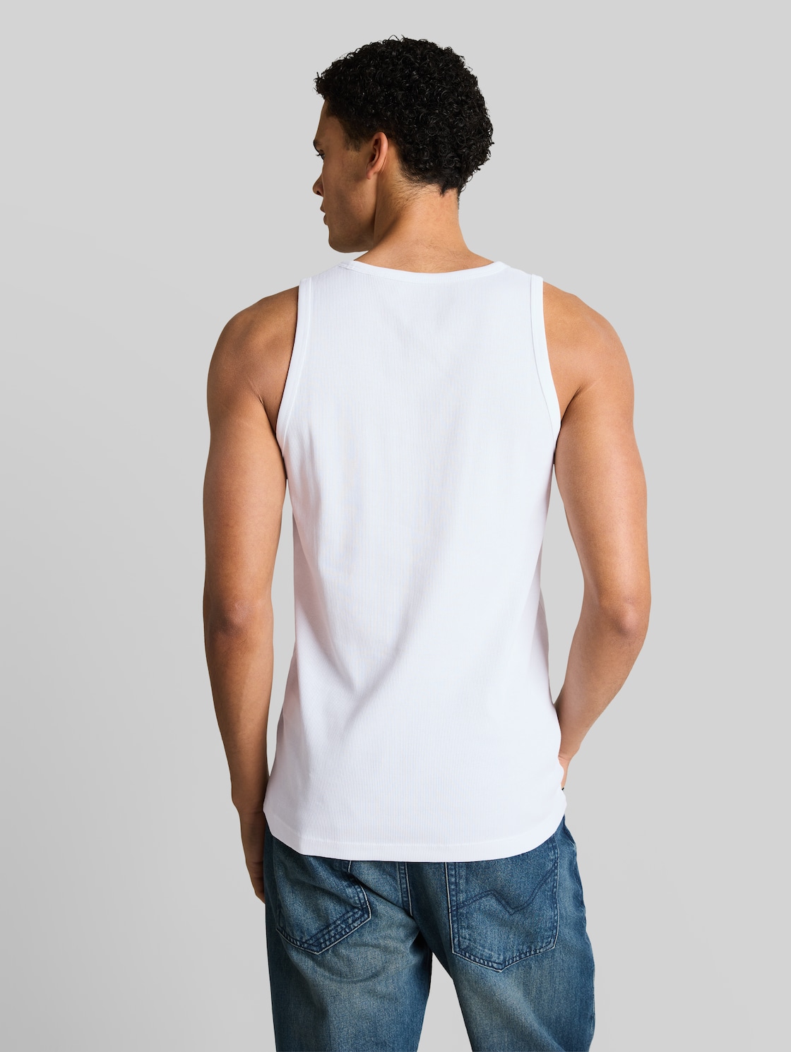  Tom Tailor Denim Herren Basic Ripp Tanktop, Weiß, Uni, Gr. Xxl 