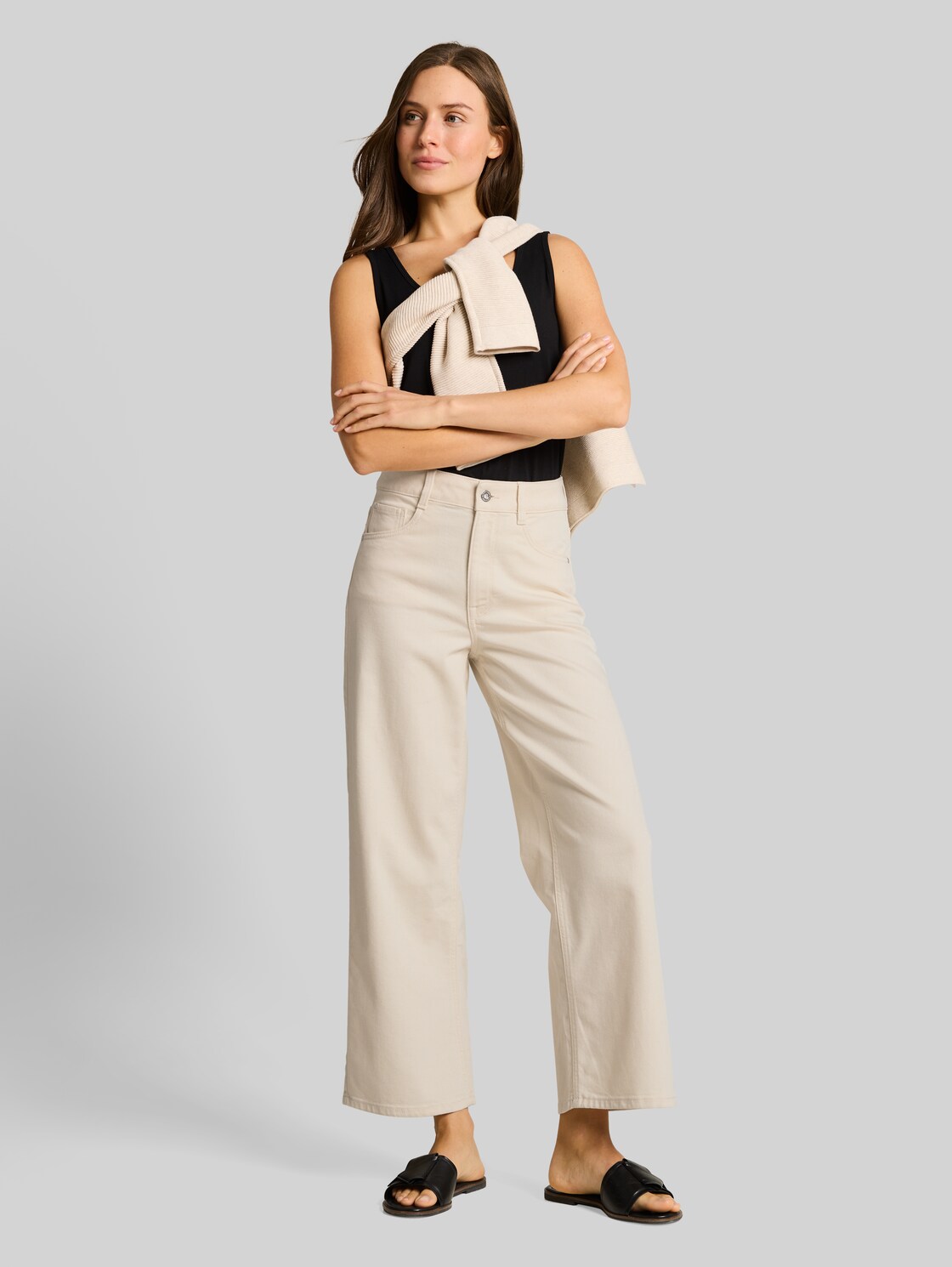  Tom Tailor Damen Ttnelma Culotte Jeans, Weiß, Uni, Gr. 33/28 