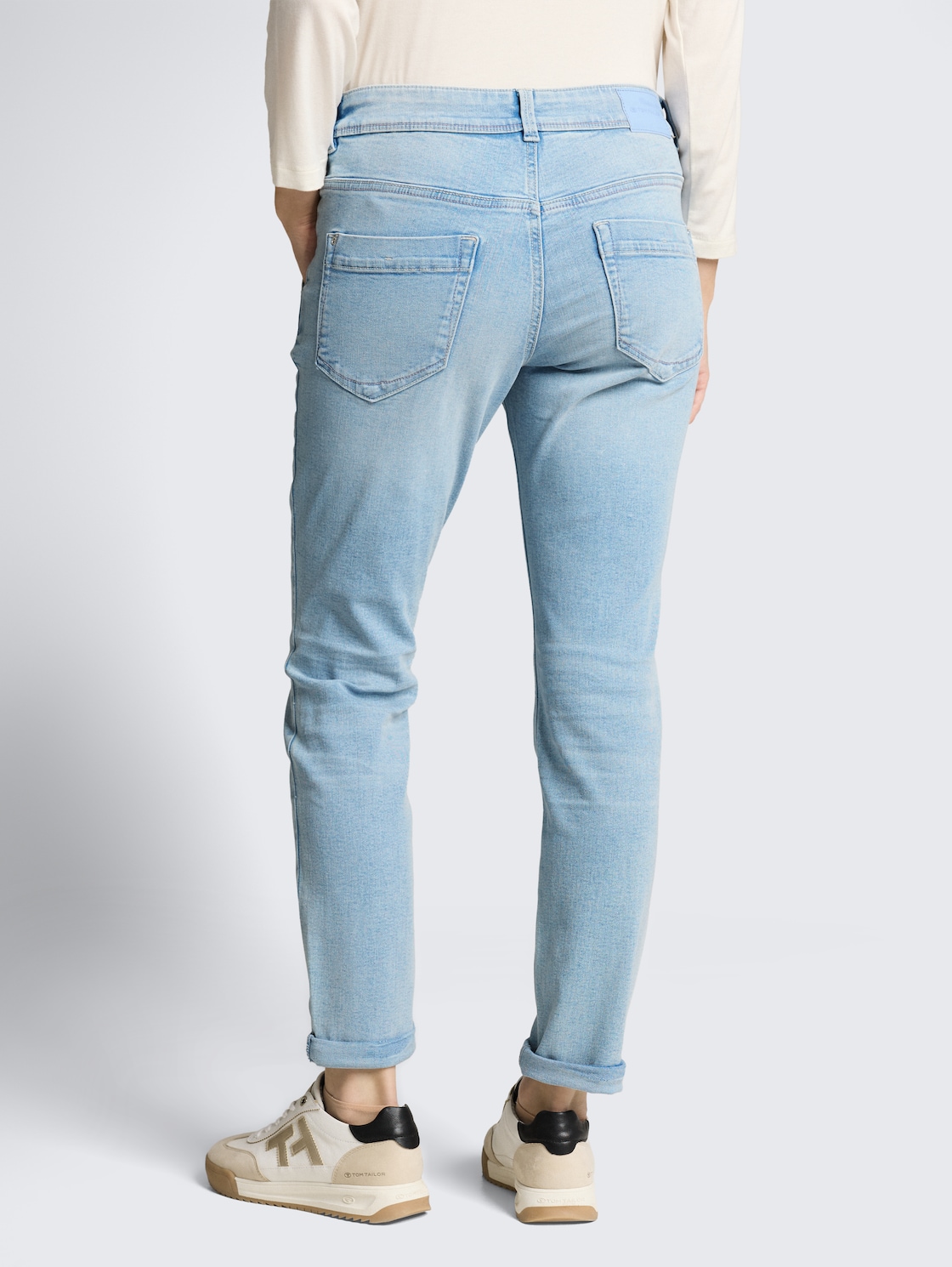 Thumbnail - TOM TAILOR Damen TTMAYA TAPERED Stretch Jeans mit Kordelzug, blau, Uni, Gr. 30/32