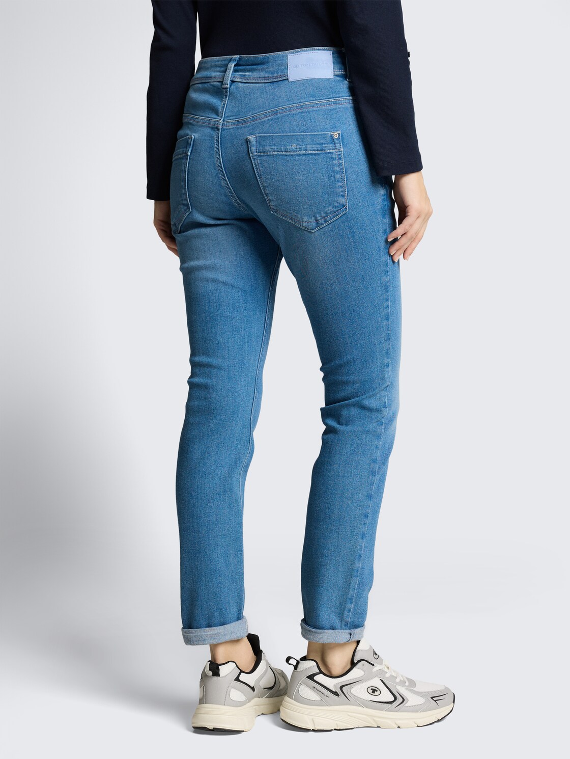 Thumbnail - TOM TAILOR Damen TTMAYA TAPERED Stretch Jeans mit Kordelzug, blau, Uni, Gr. 28/30