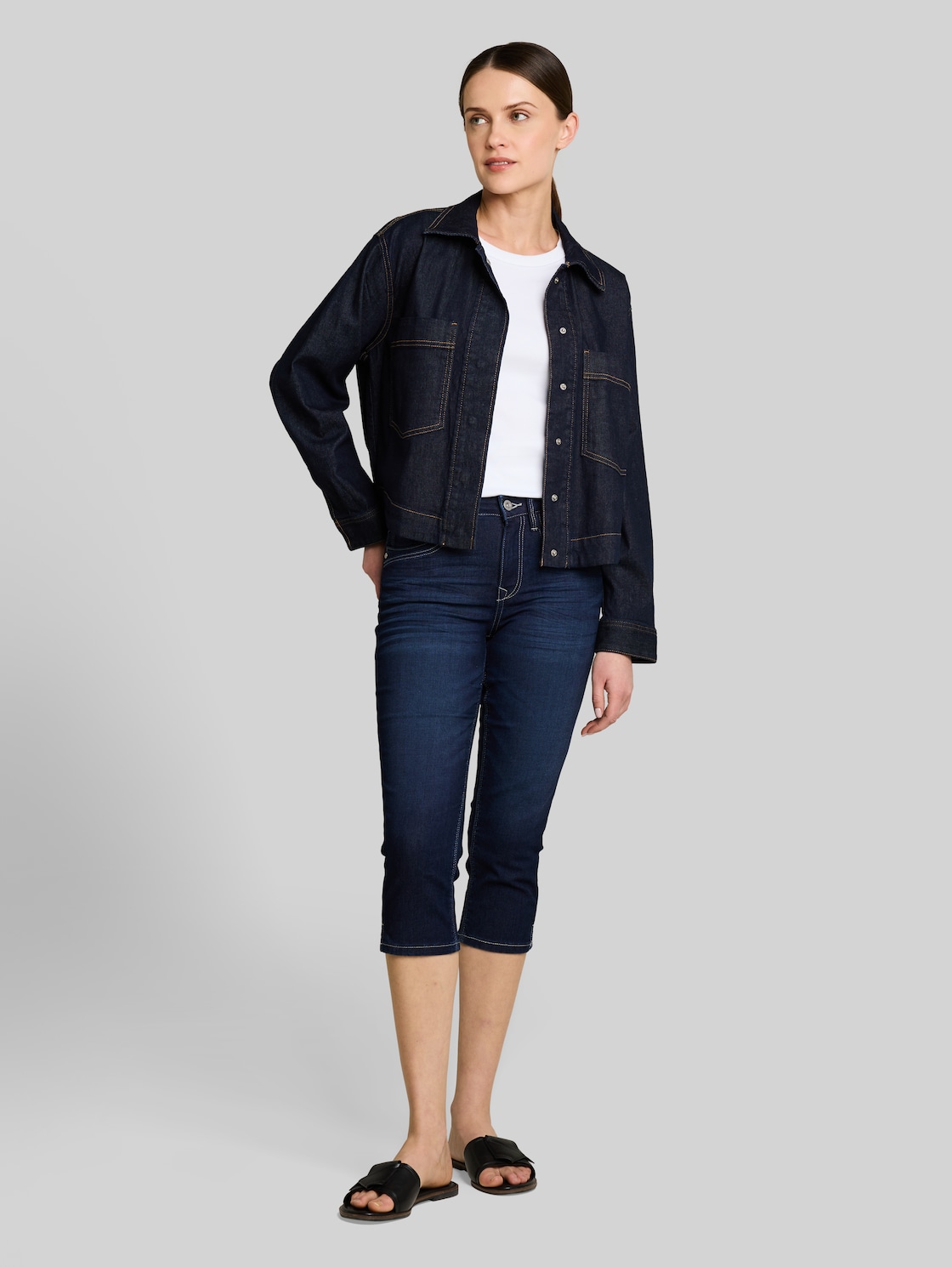  Tom Tailor Damen Ttlene Slim Capri Jeans Mit Hohem Stretch, Blau, Uni, Gr. 29 