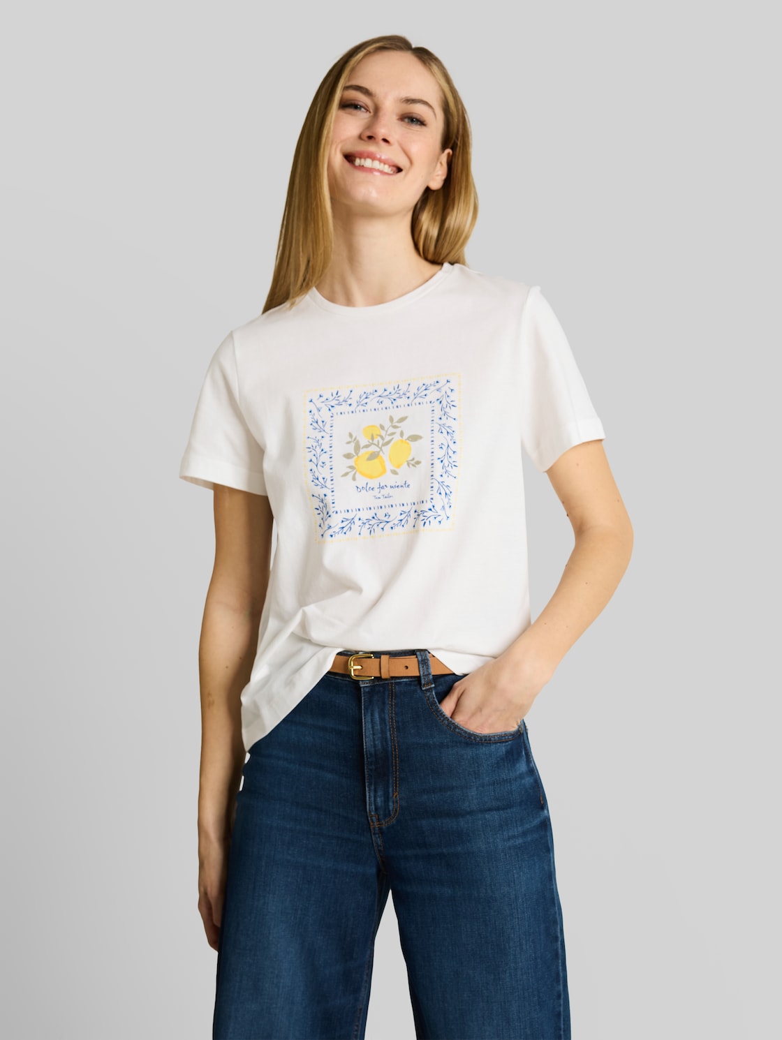  Tom Tailor Damen T-shirt Mit Print, Weiß, Uni, Gr. Xl 