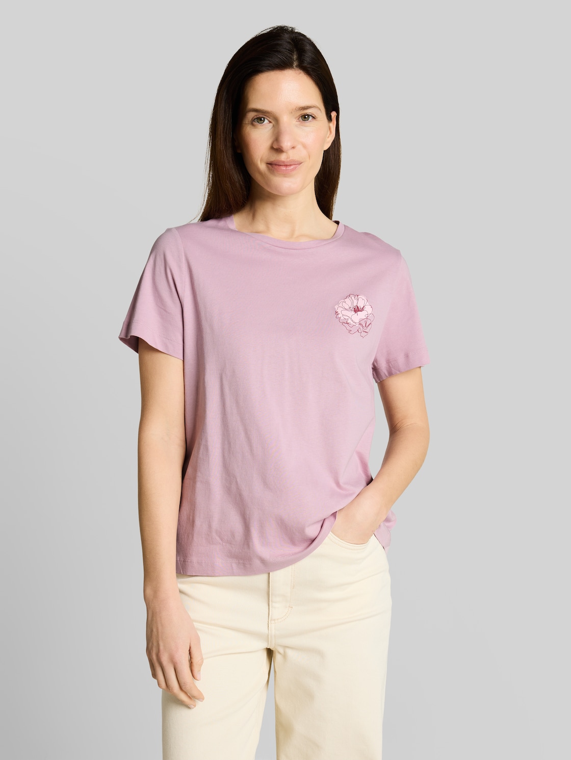  Tom Tailor Damen T-shirt Mit Print, Rosa, Uni, Gr. Xxl 