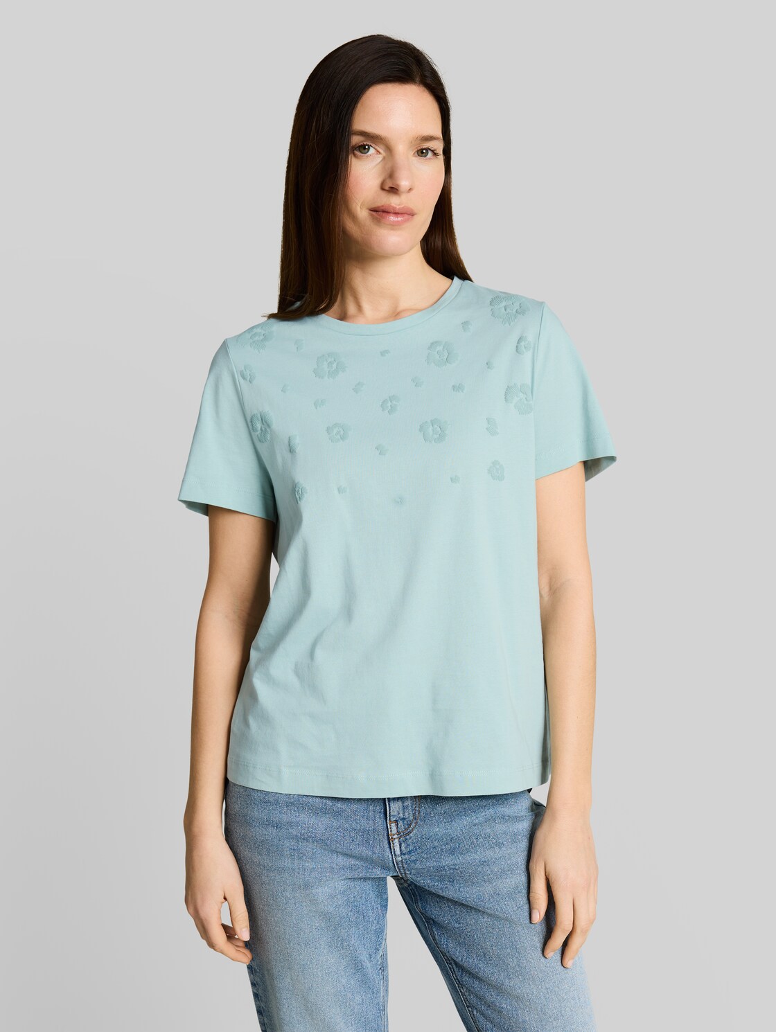  Tom Tailor Damen T-shirt Mit Print, Blau, Uni, Gr. Xl 