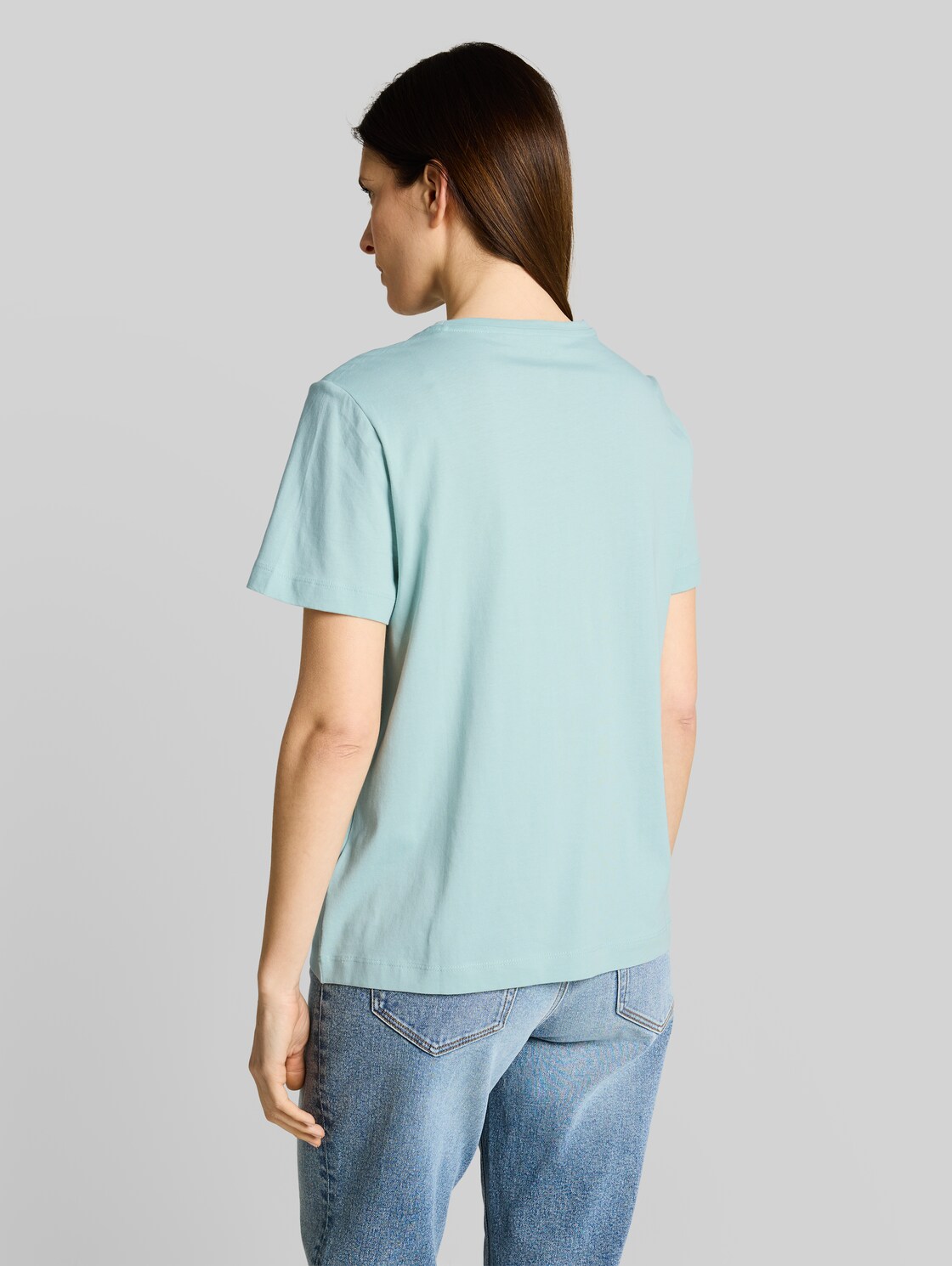  Tom Tailor Damen T-shirt Mit Print, Blau, Uni, Gr. Xl 