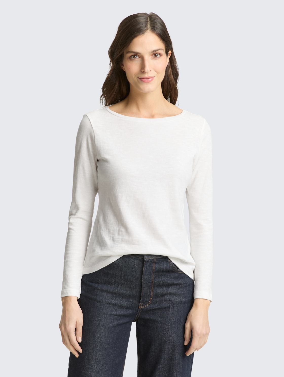 Thumbnail - TOM TAILOR Damen Basic Langarmshirt aus Baumwolle, weiß, Uni, Gr. XS