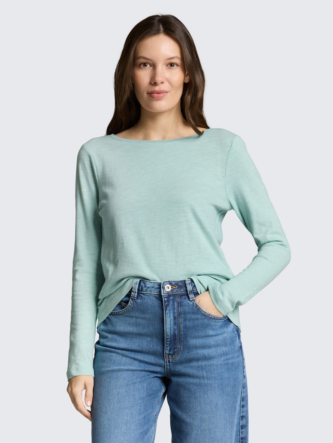 Thumbnail - TOM TAILOR Damen Basic Langarmshirt aus Baumwolle, blau, Uni, Gr. XS