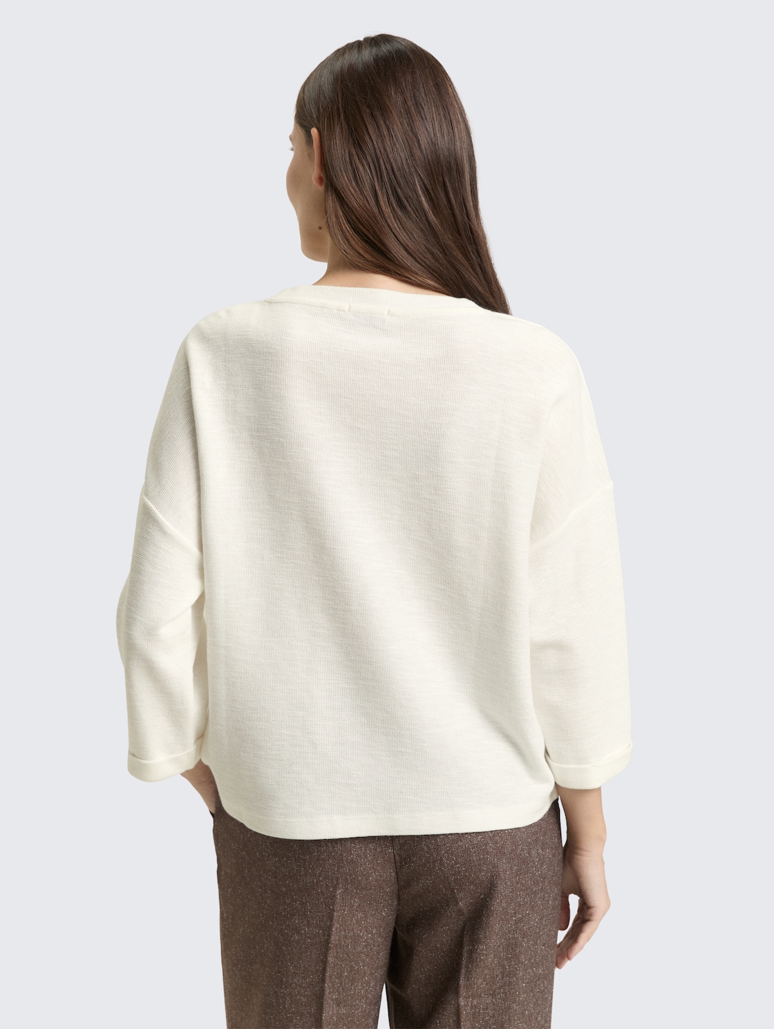 Thumbnail - TOM TAILOR Damen Langarmshirt mit Knopf-Details, weiß, Uni, Gr. L