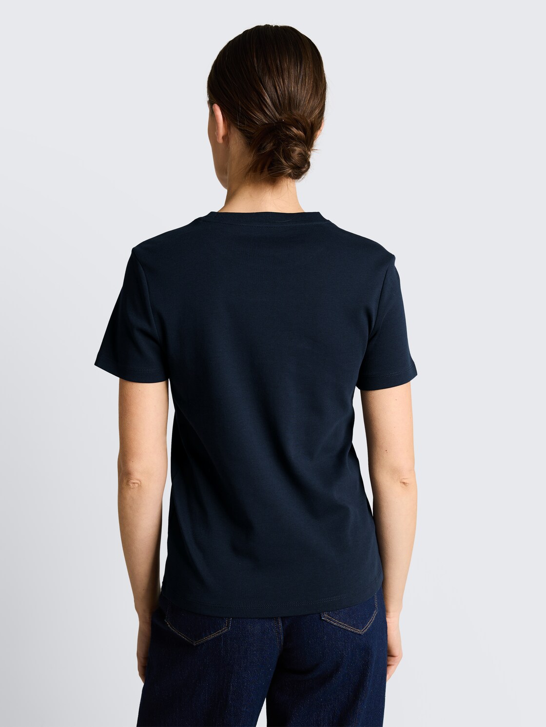 Thumbnail - TOM TAILOR Damen Basic T-Shirt aus Baumwolle, blau, Uni, Gr. XXXL