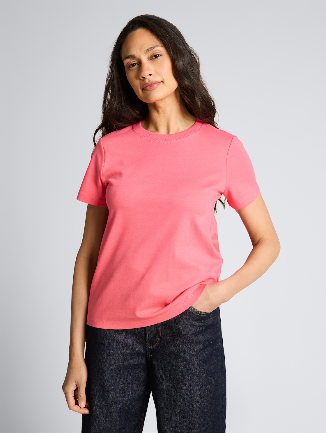 Thumbnail - TOM TAILOR Damen Basic T-Shirt aus Baumwolle, rosa, Uni, Gr. XS
