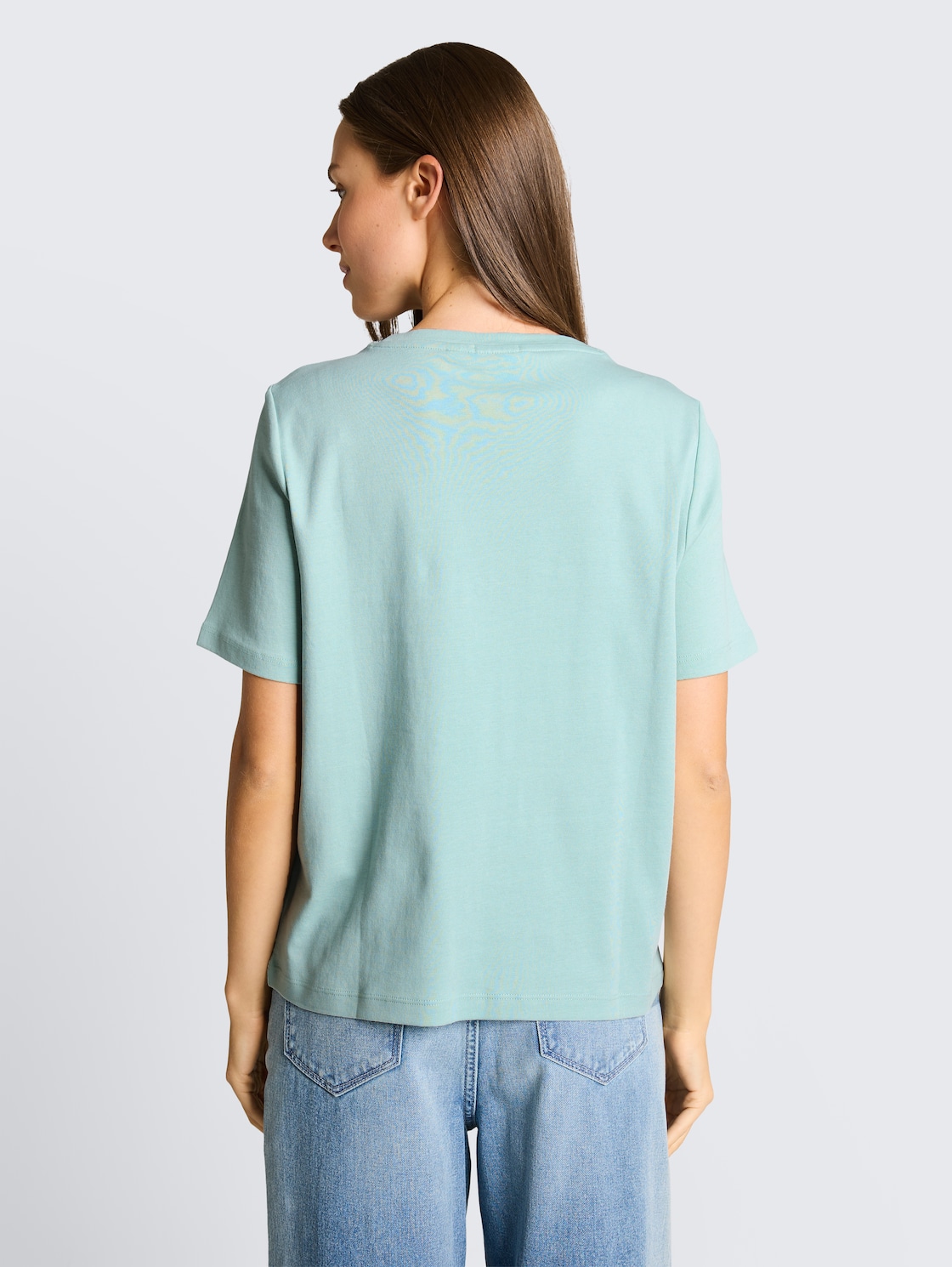 Thumbnail - TOM TAILOR Damen T-Shirt aus Baumwolle, grün, Uni, Gr. XL