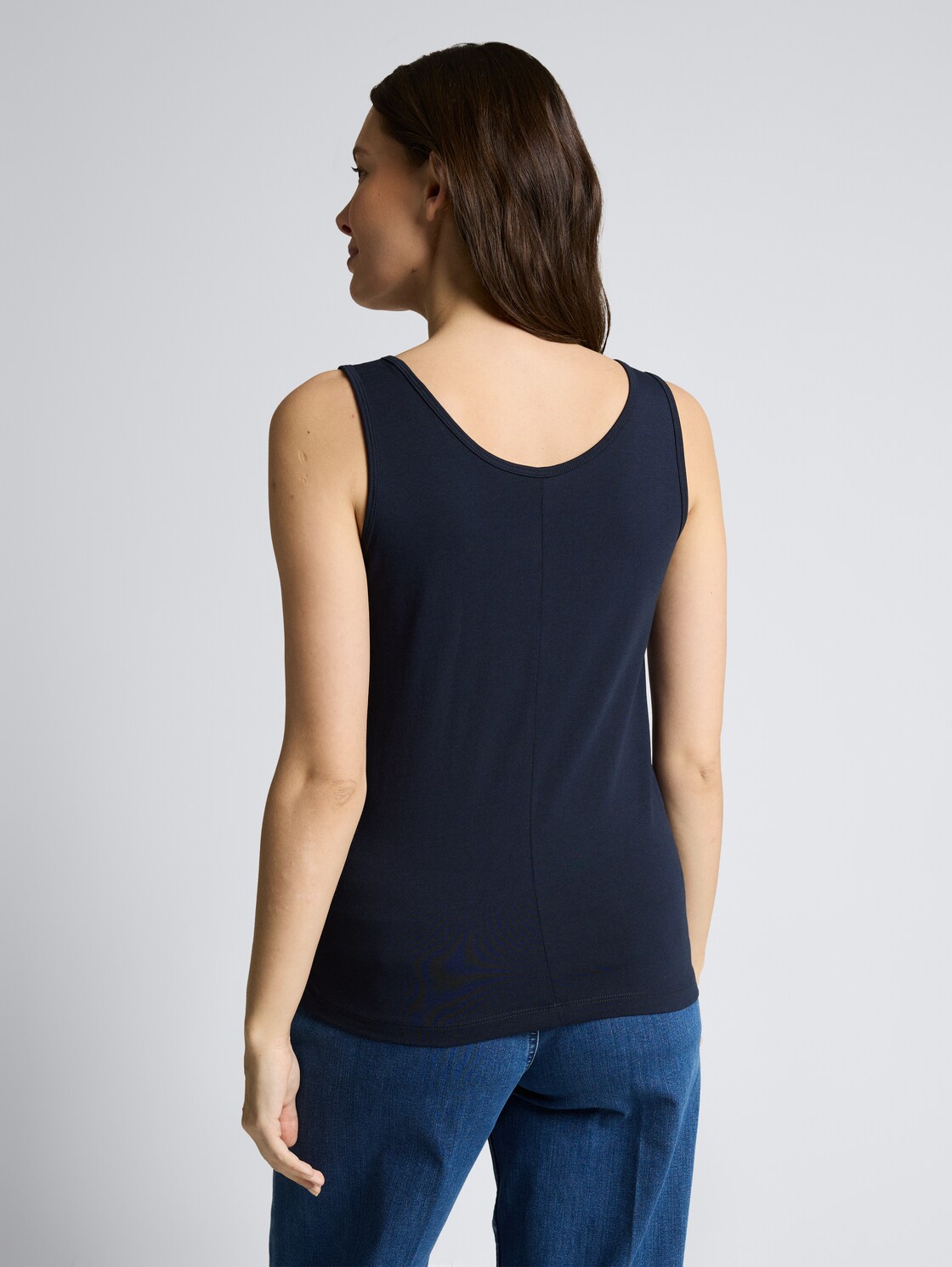 Thumbnail - TOM TAILOR Damen Slim Fit Top mit Rundhalsausschnitt, blau, Uni, Gr. L