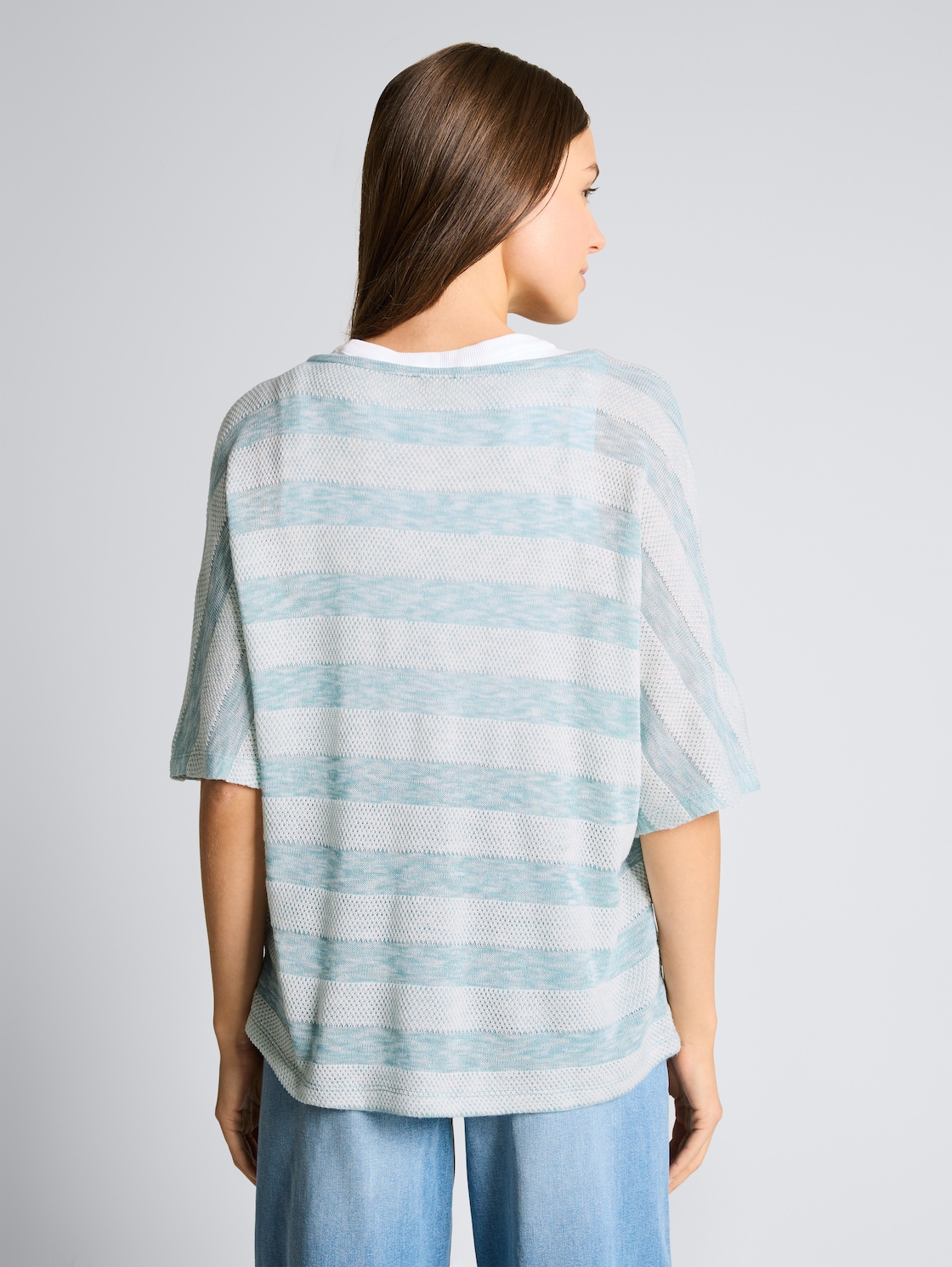 Thumbnail - TOM TAILOR Damen Loose Fit T-Shirt mit Fledermausärmeln, blau, Gestreift, Gr. XXL