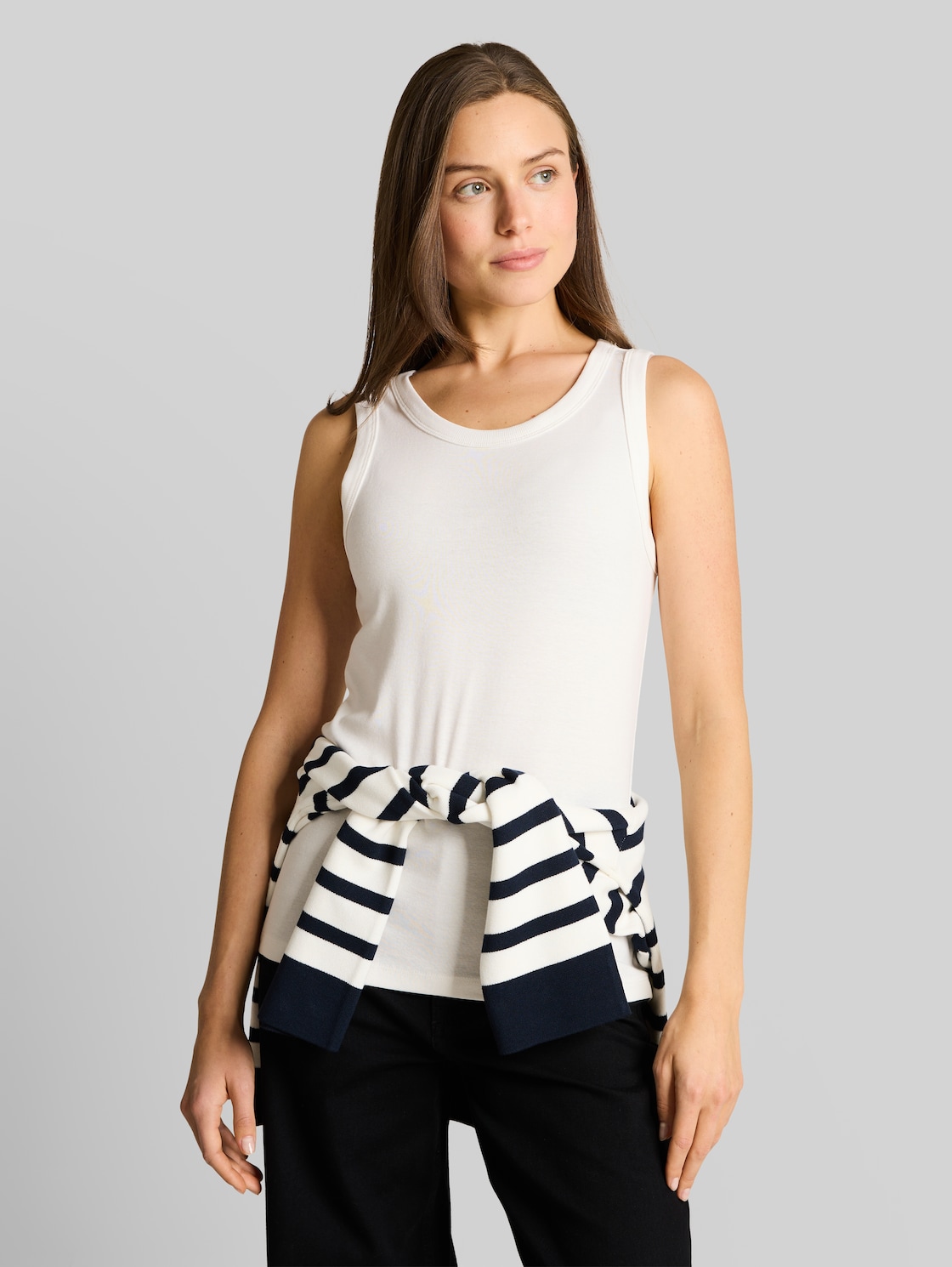  Tom Tailor Damen Basic Top Mit Stretch, Weiß, Uni, Gr. Xxl 