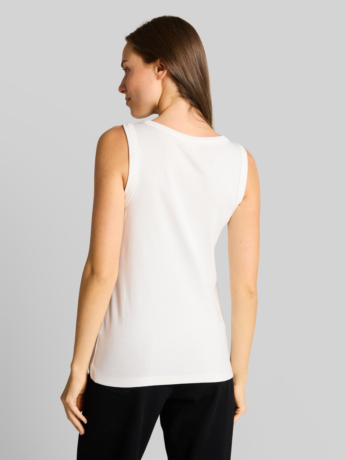  Tom Tailor Damen Basic Top Mit Stretch, Weiß, Uni, Gr. Xxl 