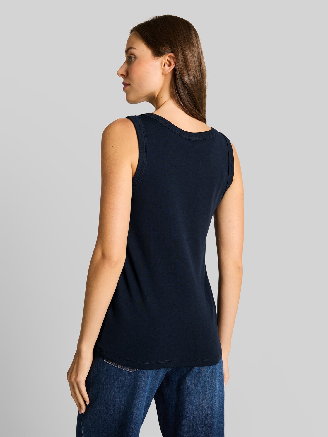  Tom Tailor Damen Basic Top Mit Stretch, Blau, Uni, Gr. Xxl 