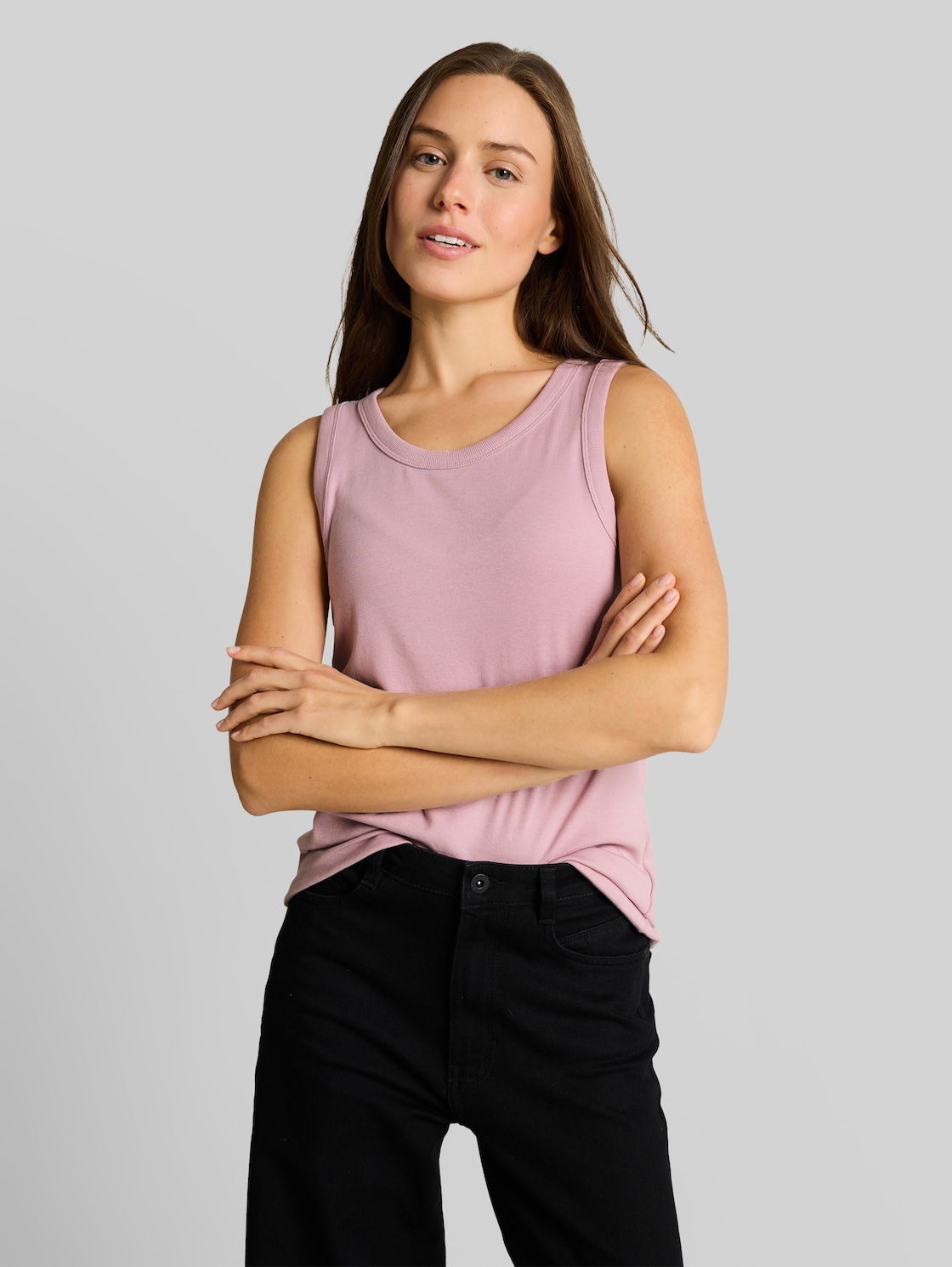  Tom Tailor Damen Basic Top Mit Stretch, Rosa, Uni, Gr. Xxl 