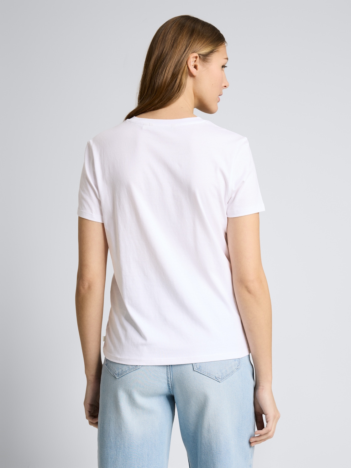 Thumbnail - TOM TAILOR DENIM Damen T-Shirt mit Stickerei, weiß, Uni, Gr. XS