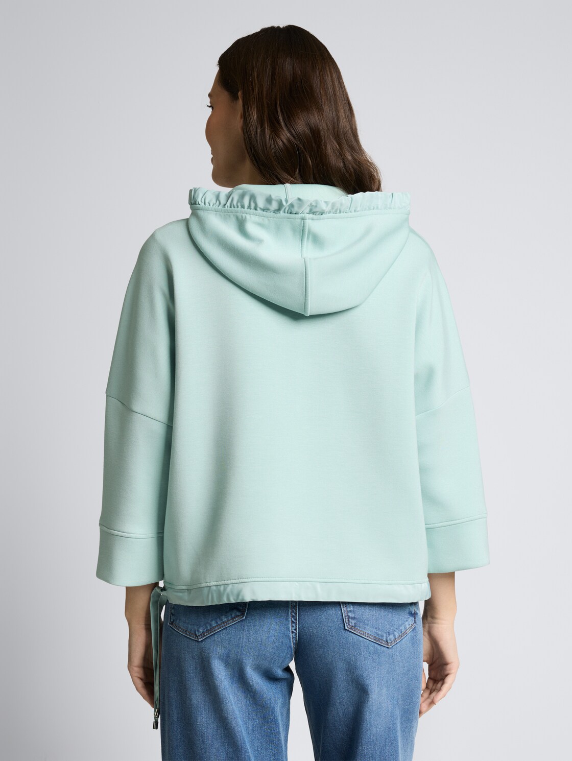 Thumbnail - TOM TAILOR Damen Hoodie Sweatshirt aus Scuba, blau, Uni, Gr. L