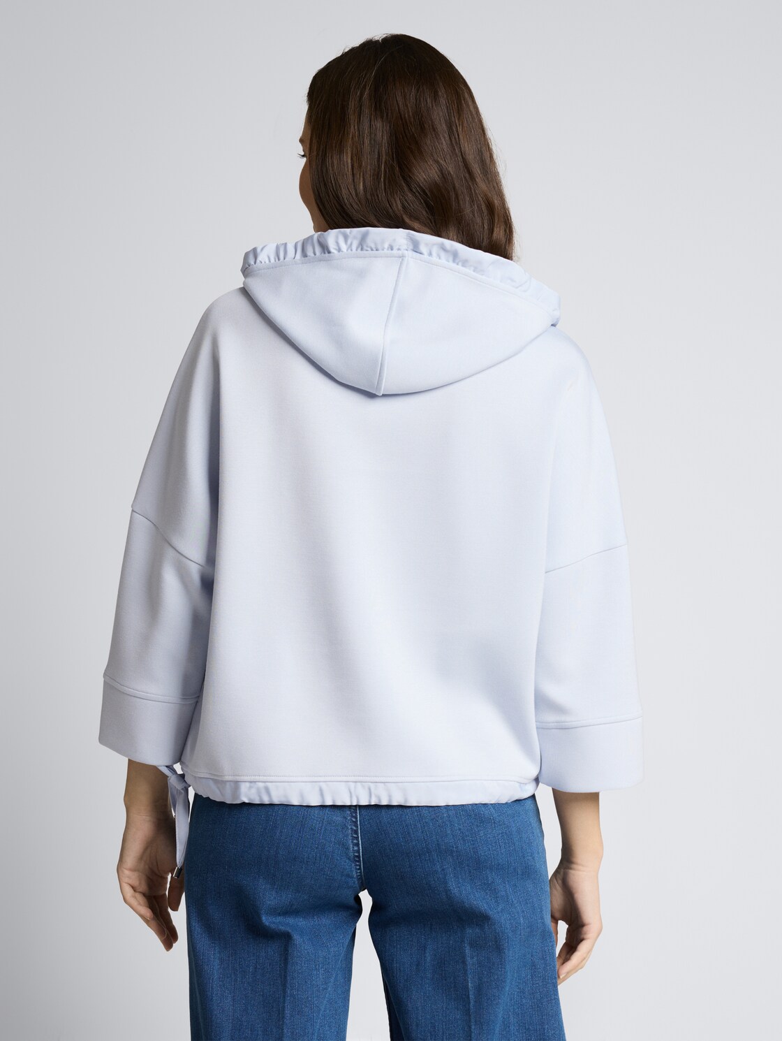 Thumbnail - TOM TAILOR Damen Hoodie Sweatshirt aus Scuba, blau, Uni, Gr. M