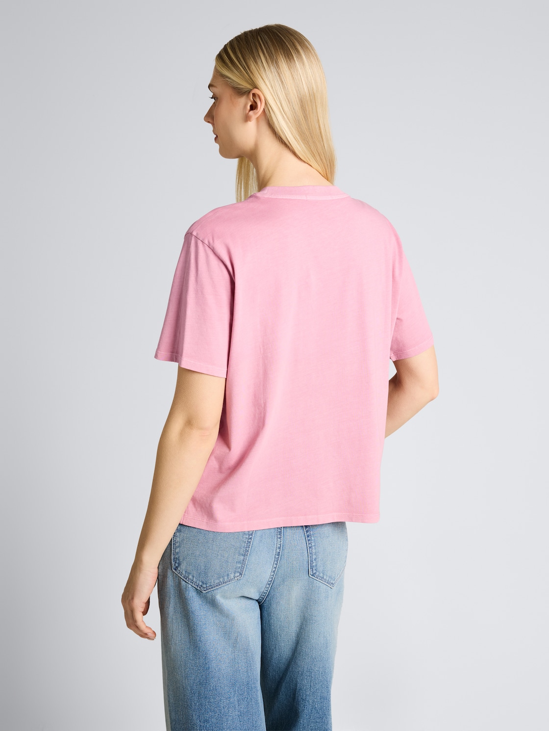 Thumbnail - TOM TAILOR DENIM Damen Boxy Fit T-Shirt mit Brusttasche, rosa, Uni, Gr. XXL