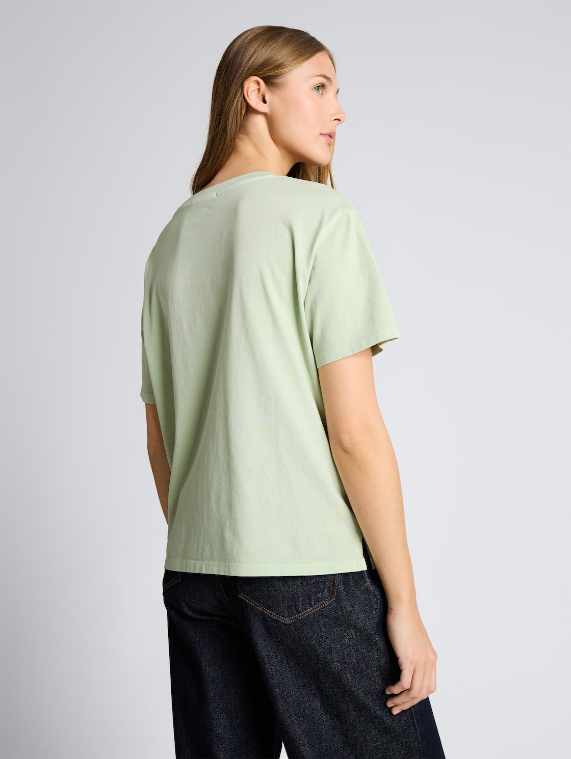 Thumbnail - TOM TAILOR DENIM Damen Boxy Fit T-Shirt mit Brusttasche, grün, Uni, Gr. XXL