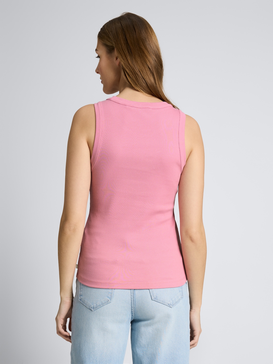Thumbnail - TOM TAILOR DENIM Damen Slim Fit Top mit Rippstruktur, rosa, Uni, Gr. XXL