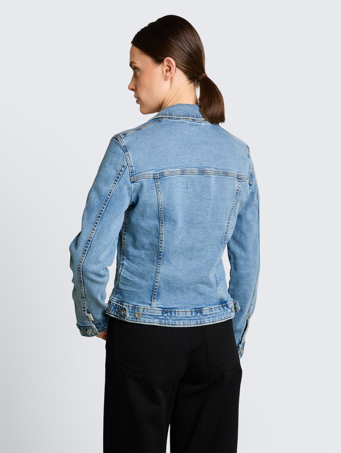 Thumbnail - TOM TAILOR Damen Jeansjacke mit Eingriffstaschen, blau, Uni, Gr. L
