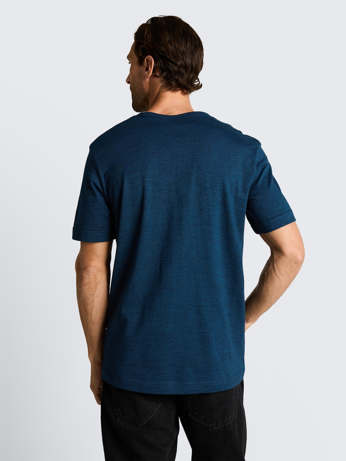 Thumbnail - TOM TAILOR Herren T-Shirt mit Logo-Print, blau, Meliert, Gr. XL