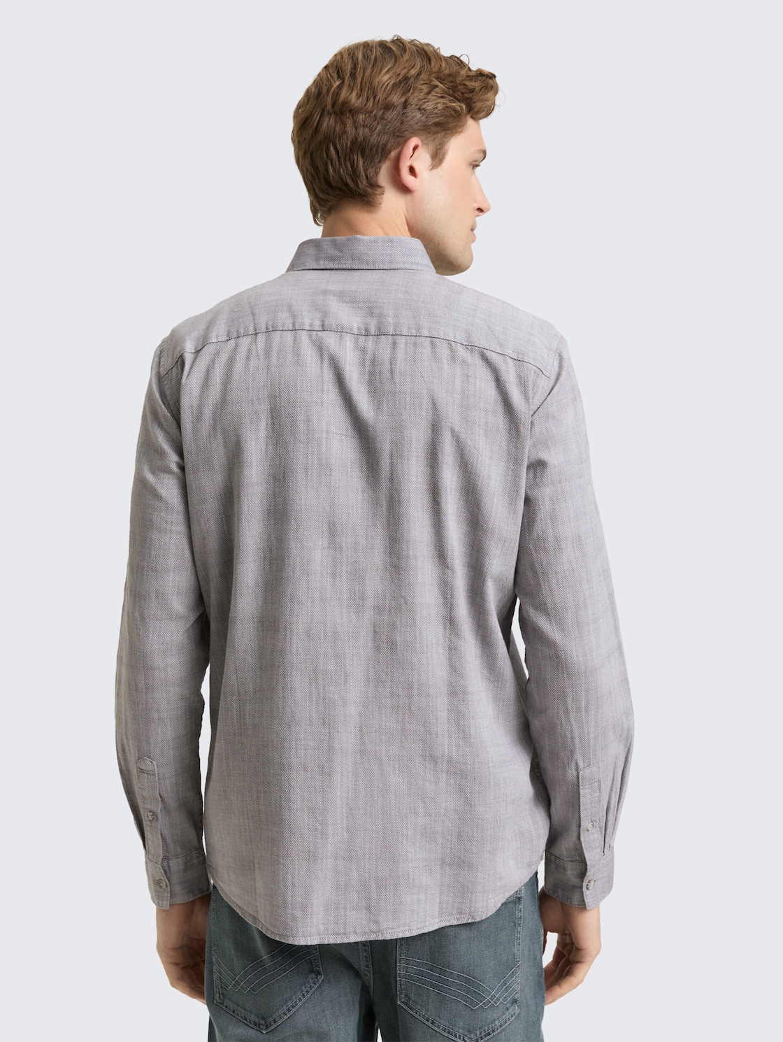 Thumbnail - TOM TAILOR Herren Regular Fit Hemd mit Brusttasche, grau, Meliert, Gr. XL