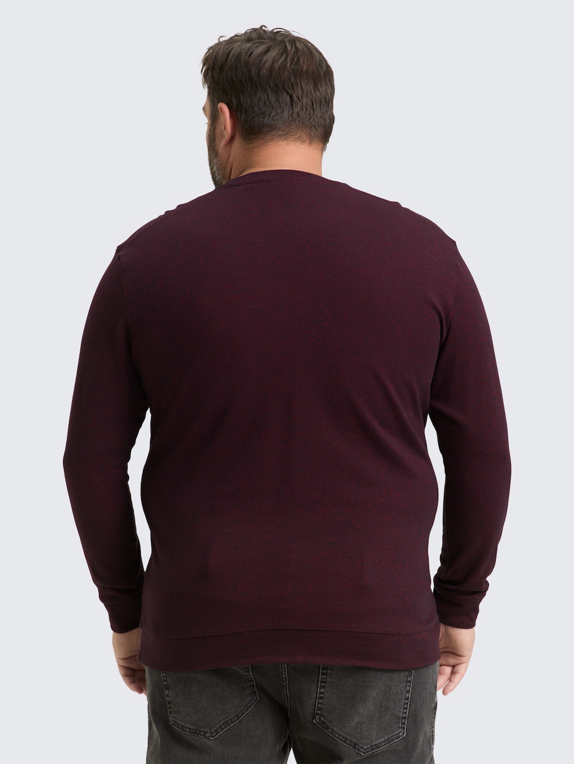 Thumbnail - TOM TAILOR Herren Plus Size - Langarmshirt mit Logo-Badge, rot, Meliert, Gr. 3XL