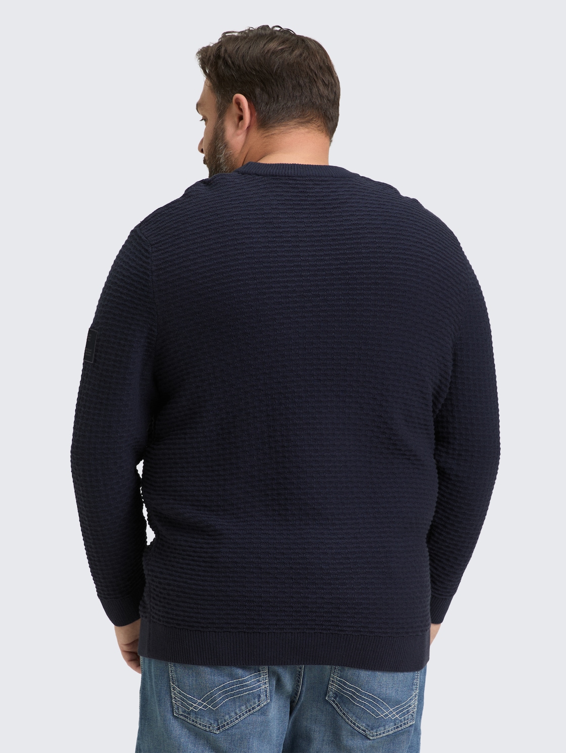 Thumbnail - TOM TAILOR Herren Plus Size - Strickpullover mit Rundhalsausschnitt, blau, Uni, Gr. 5XL