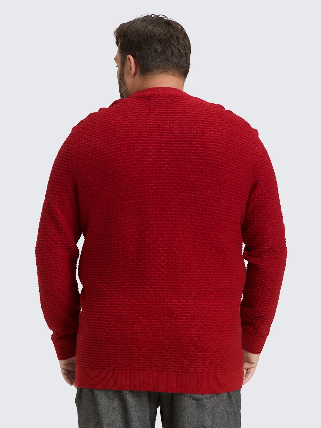 Thumbnail - TOM TAILOR Herren Plus Size - Strickpullover mit Rundhalsausschnitt, rot, Uni, Gr. 3XL