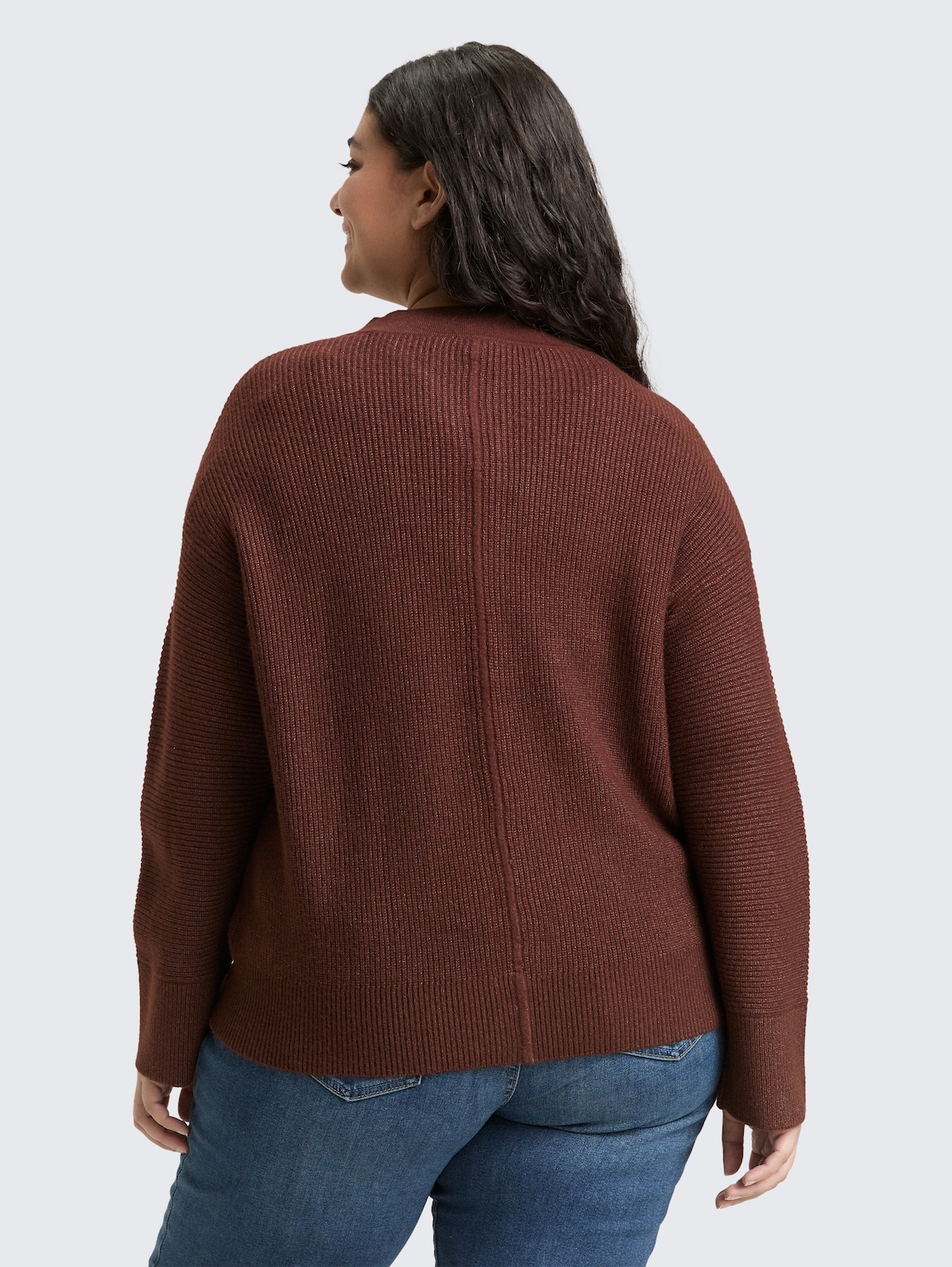 Thumbnail - TOM TAILOR Damen Plus Size - Oversize Cardigan mit Rundhalsausschnitt, braun, Meliert, Gr. 46