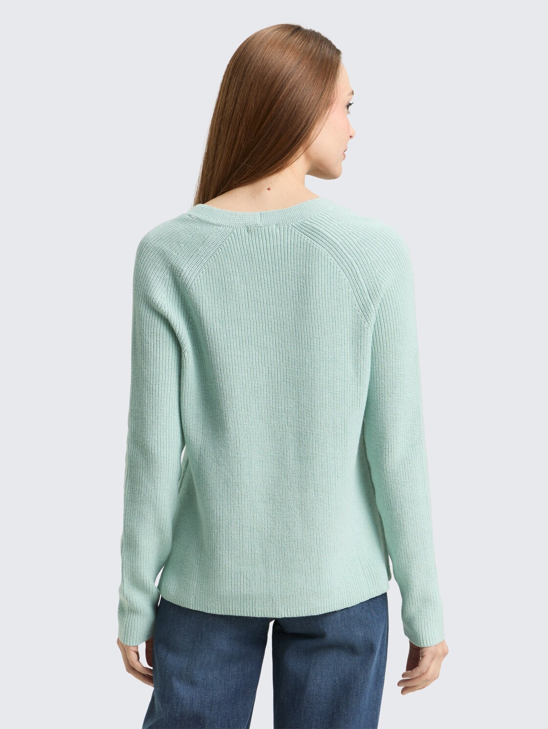 Thumbnail - TOM TAILOR Damen Strickpullover mit V-Ausschnitt, blau, Uni, Gr. S