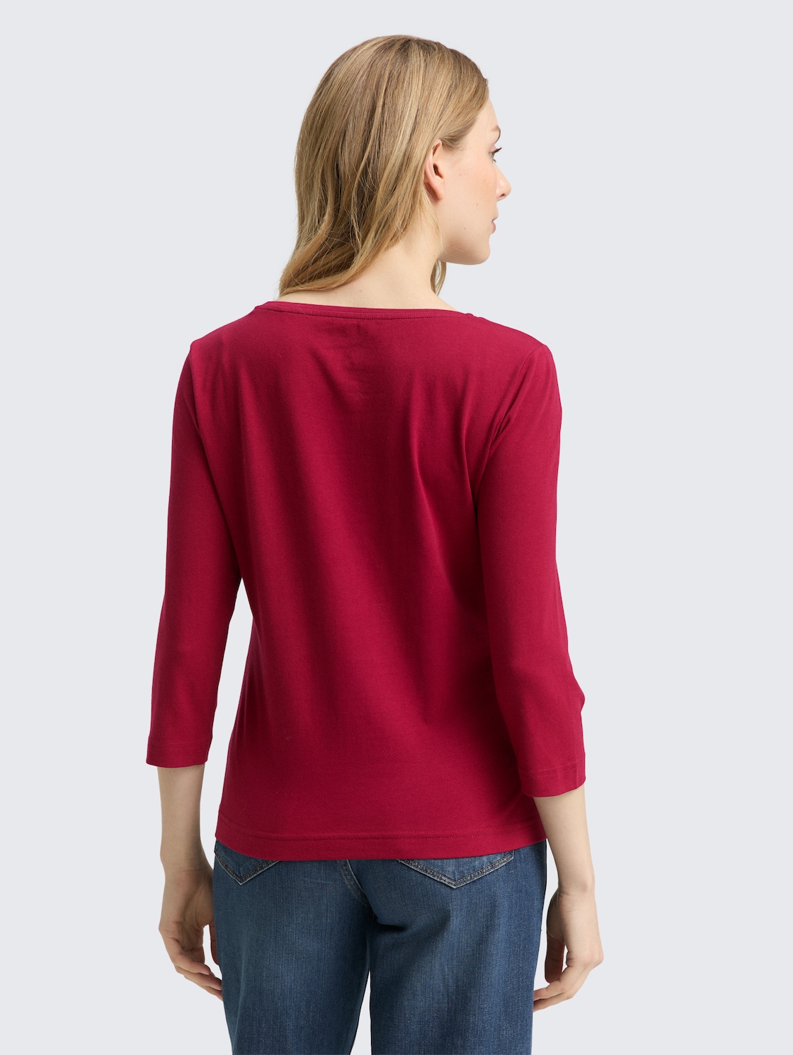 Thumbnail - TOM TAILOR Damen Langarmshirt mit Print, rot, Uni, Gr. XXL