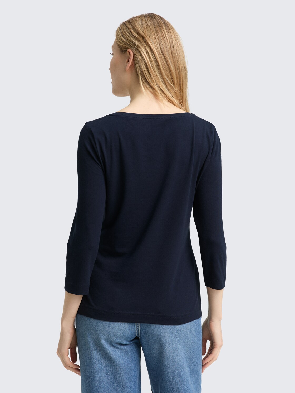 Thumbnail - TOM TAILOR Damen Langarmshirt mit Print, blau, Uni, Gr. M