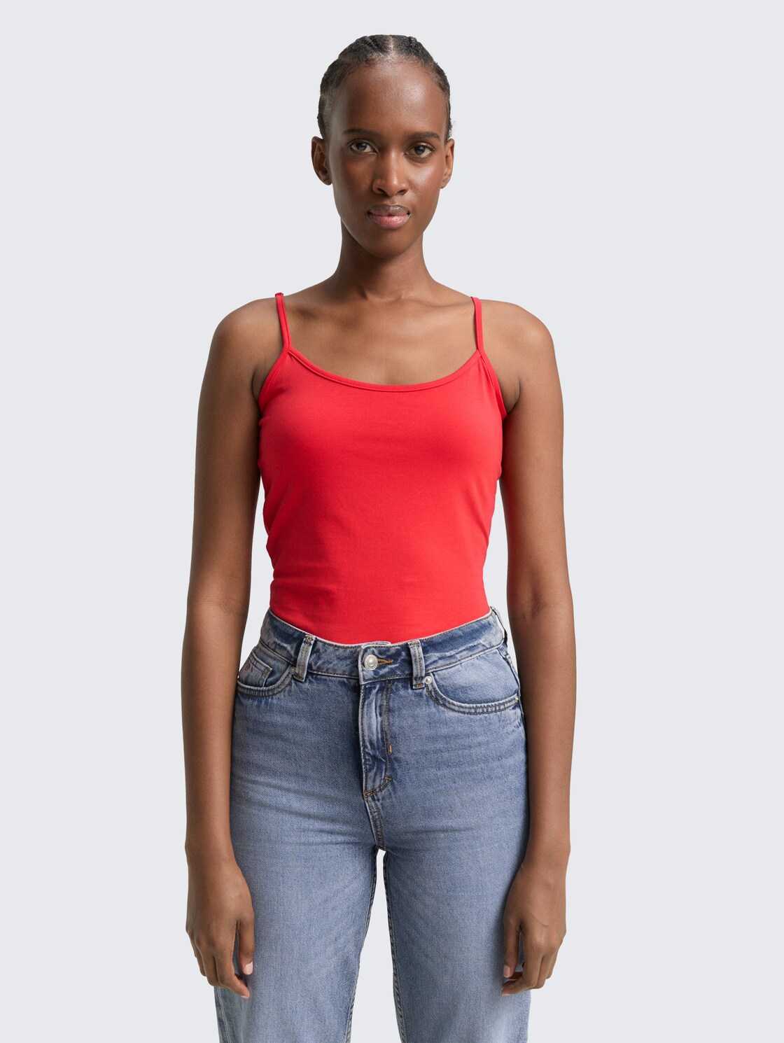 Thumbnail - TOM TAILOR DENIM Damen Slim Fit Trägertop, rot, Uni, Gr. XL