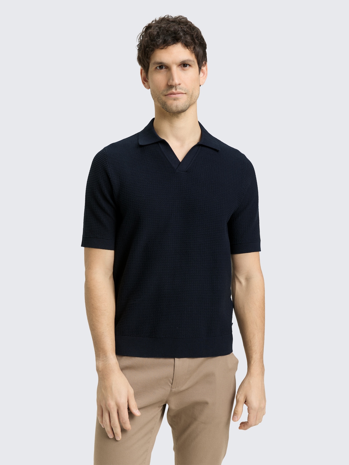 Thumbnail - TOM TAILOR Herren Strickpullover mit Polokragen, blau, Uni, Gr. XXXL