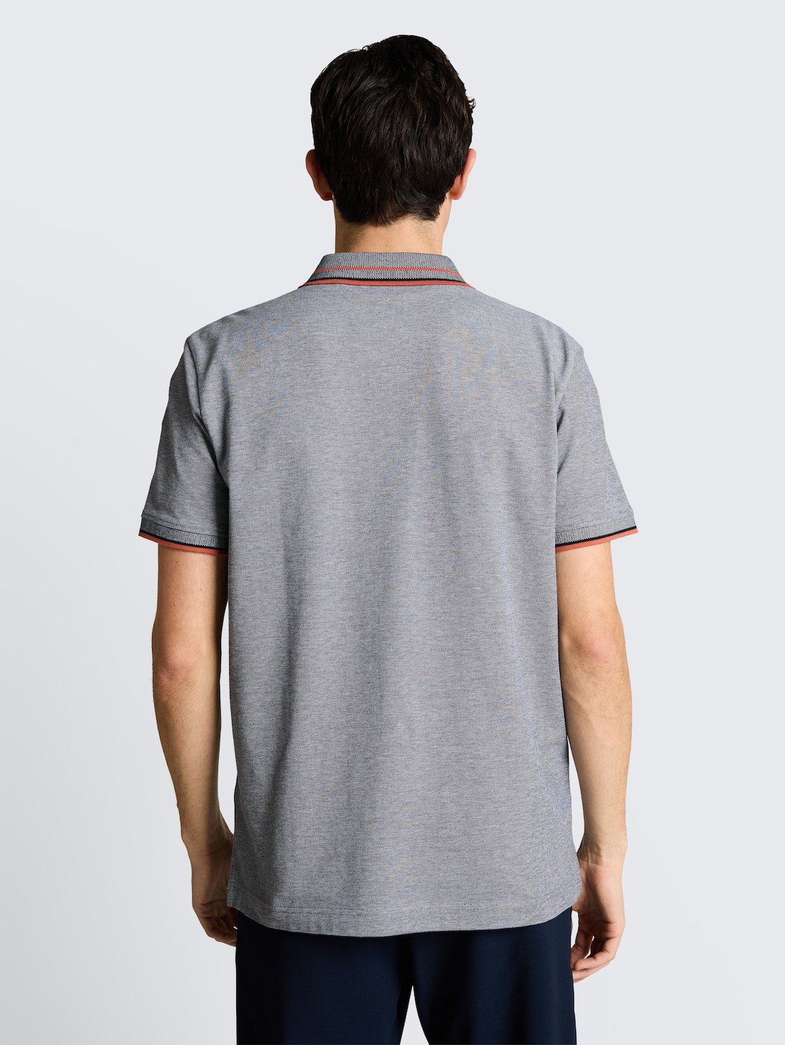 Thumbnail - TOM TAILOR Herren Piqué Poloshirt mit Logo-Print, blau, Meliert, Gr. M