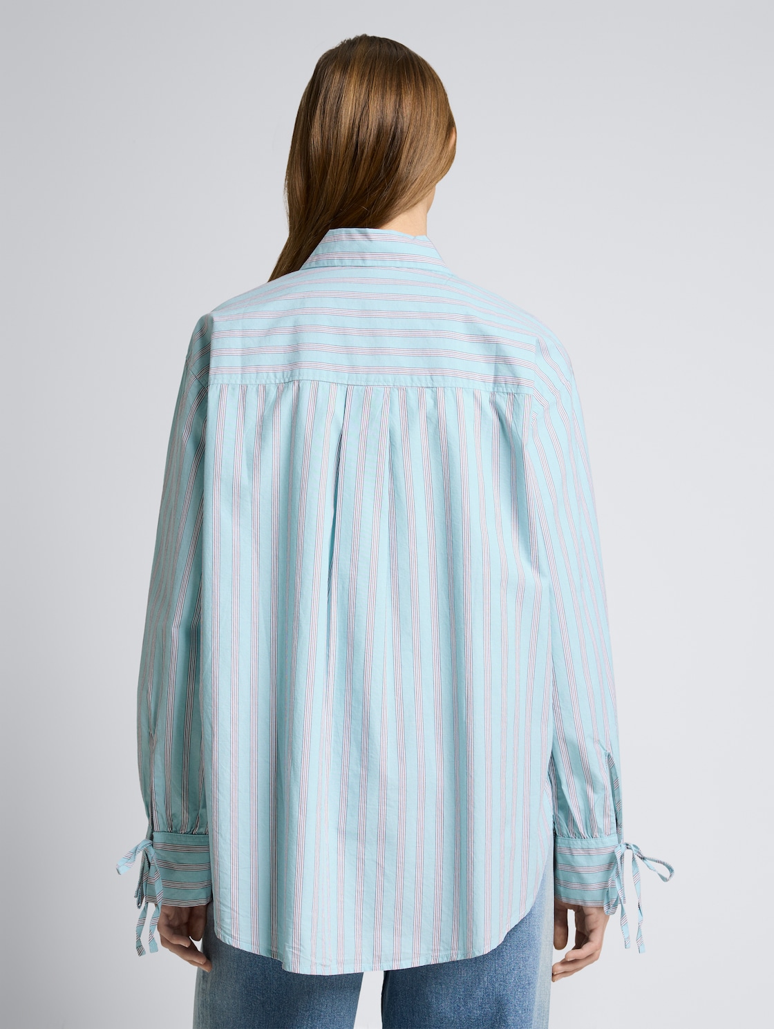 Thumbnail - TOM TAILOR DENIM Damen Oversize Hemdbluse mit Streifenmuster, blau, Gestreift, Gr. S