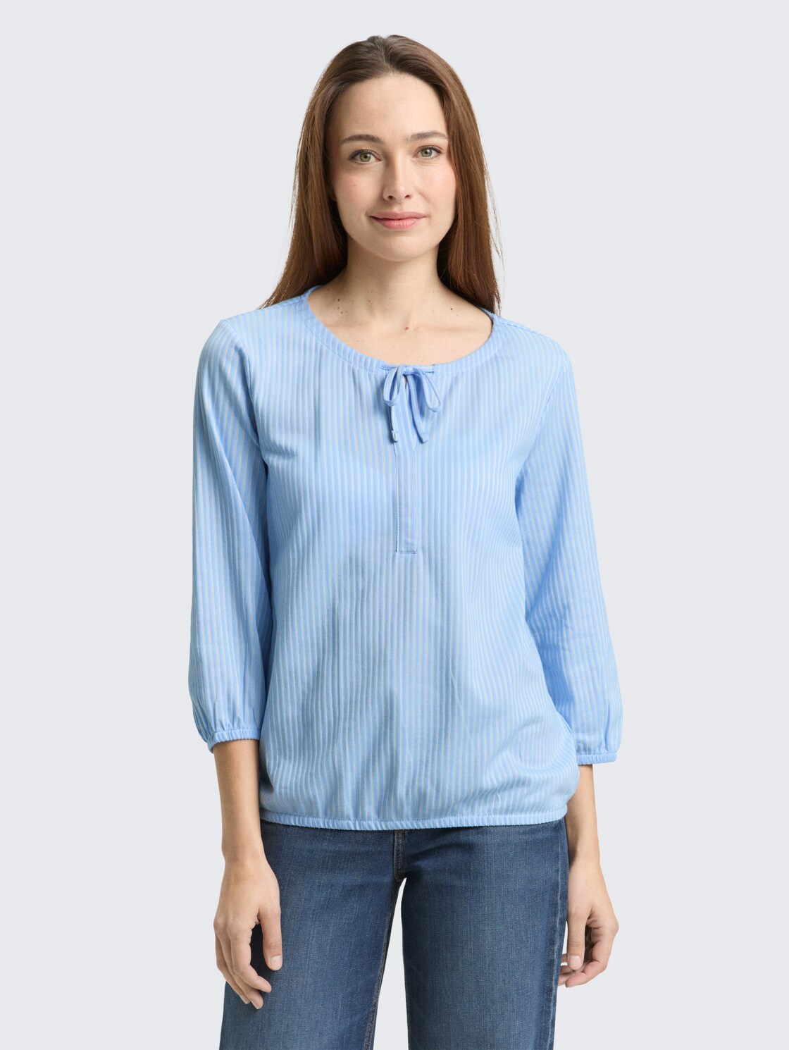 Thumbnail - TOM TAILOR Damen Blusenshirt mit Streifenmuster, blau, Gestreift, Gr. L