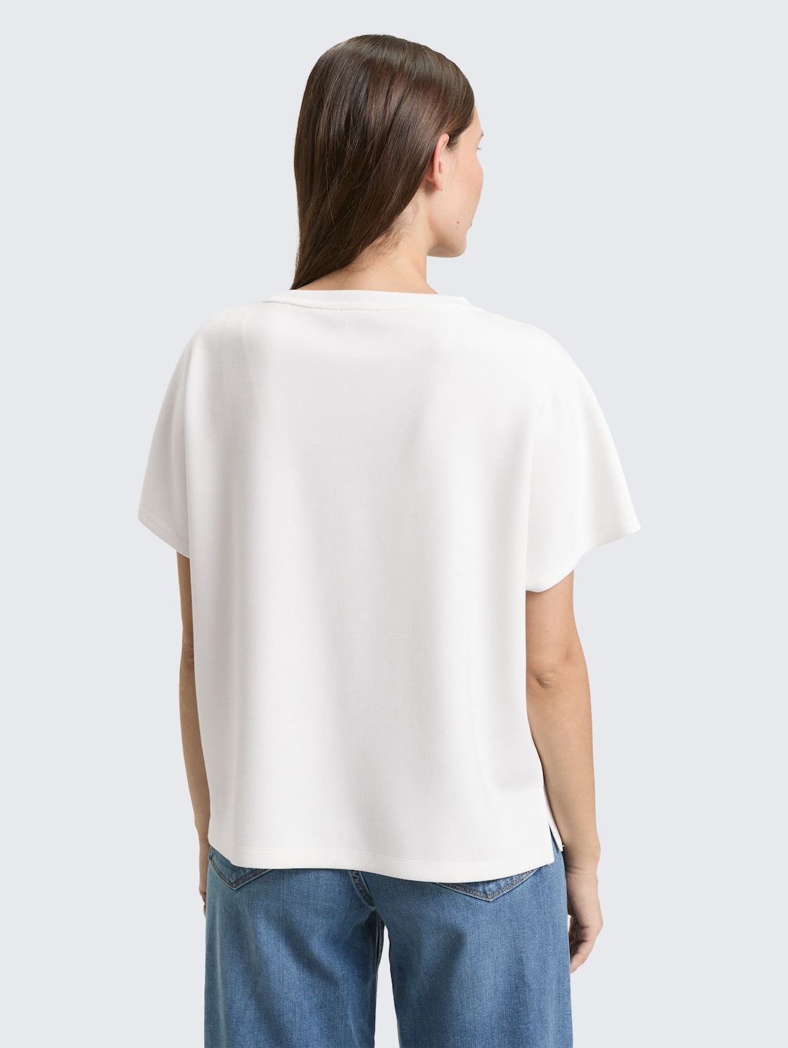 Thumbnail - TOM TAILOR Damen Loose Fit Scuba T-Shirt mit Brusttasche, weiß, Uni, Gr. M