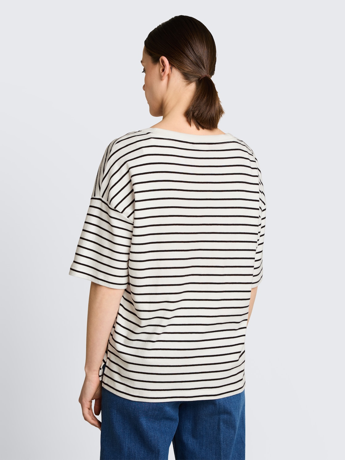 Thumbnail - TOM TAILOR Damen Oversize T-Shirt mit Streifenmuster, weiß, Gestreift, Gr. M